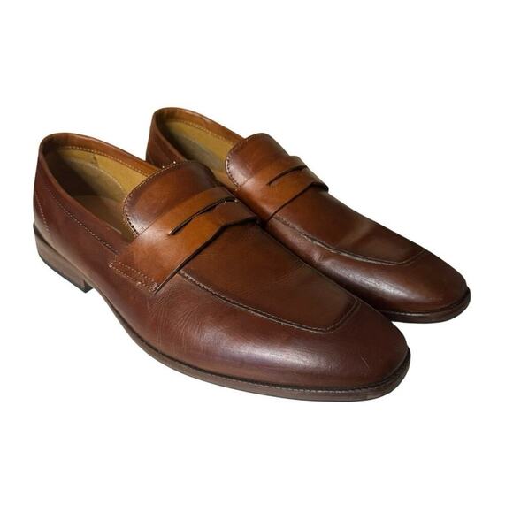 Steve Madden Dalton Penny Loafers Leather Size 10.5 Cognac  display picture 1